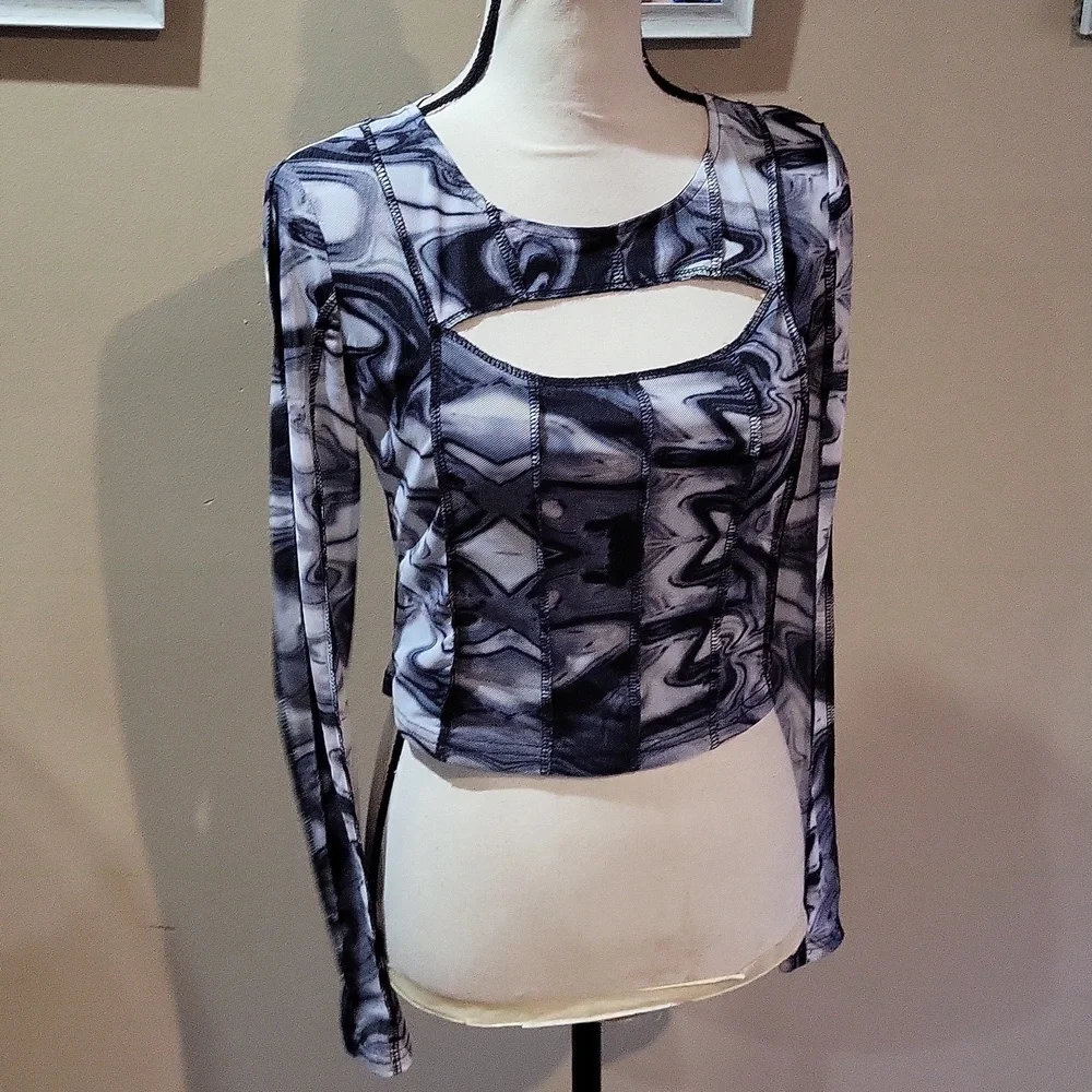 Dolls Kill Pretty Garbage Swirl Mesh Top